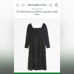 NWT Abercrombie & Fitch Emerson Chiffon Long-Sleeve Midi Dress size: Sm Petite